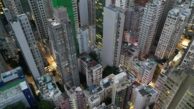 Hong Kong apartments in cityscape background, wan chai June 5 2022