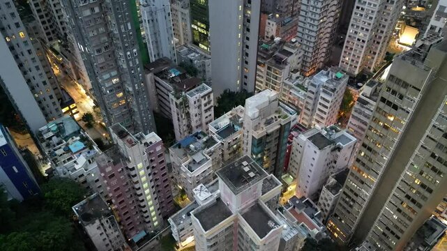 Hong Kong apartments in cityscape background, wan chai June 5 2022