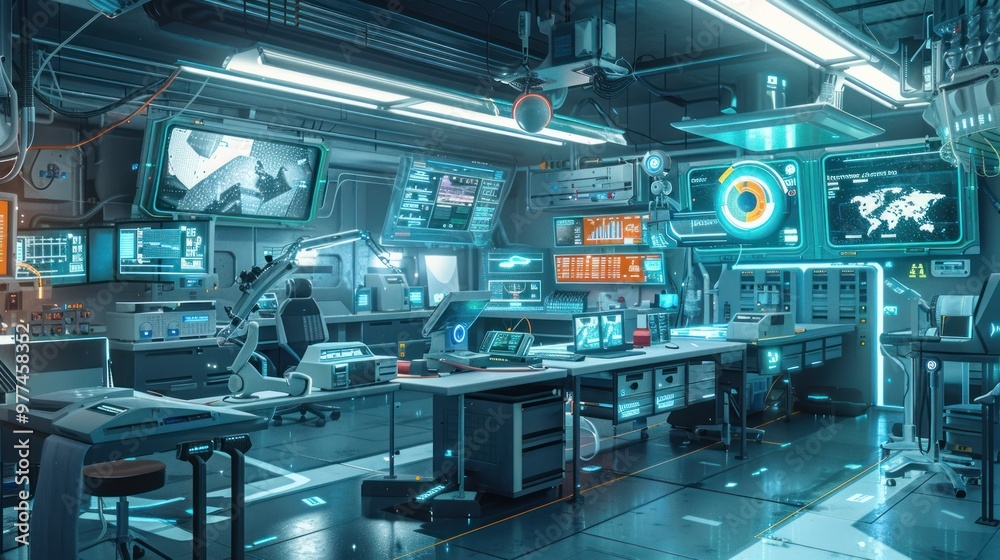 Canvas Prints Futuristic Control Room