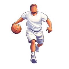 Fototapeta premium Dynamic basketball player in motion, dribbling a ball. Perfect for sports-themed projects and creative designs. transparent background