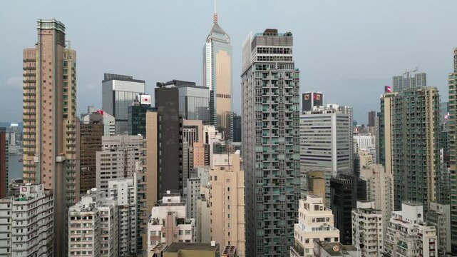 Hong Kong apartments in cityscape background, wan chai June 5 2022