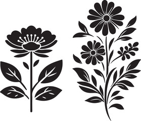 flower silhouette vector design with a white background