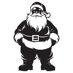 Black and White Santa Claus Silhouette Illustration for Christmas Designs