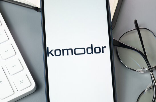 New York, USA - 30 August 2024: komodor.com Logo on Phone Screen, Company Icon on Display
