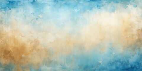 Obraz premium Oil paint watercolor background painted on canvas in blue beige tones, oil paint, watercolor, background, canvas, blue, beige