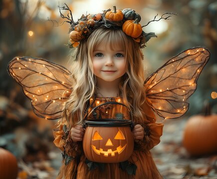Happy Children Trick or Treat in Halloween Costumes - Fairy 01 - 400 x 3968 19MP - created by AI