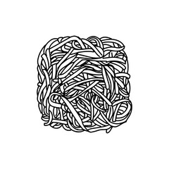 instant noodles, illustration on a white background, top view
