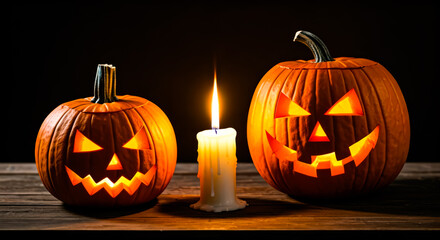 halloween jack o lantern pumkin scary scene design celebration invitation banner