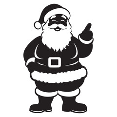 Black and White Santa Claus Silhouette Illustration for Christmas Designs