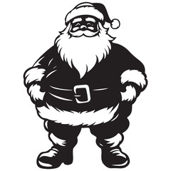 Black and White Santa Claus Silhouette Illustration for Christmas Designs
