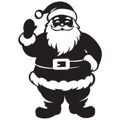 Black and White Santa Claus Silhouette Illustration for Christmas Designs