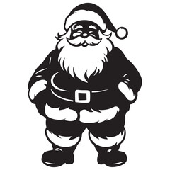 Black and White Santa Claus Silhouette Illustration for Christmas Designs