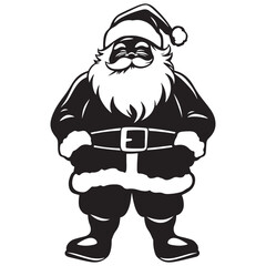 Black and White Santa Claus Silhouette Illustration for Christmas Designs