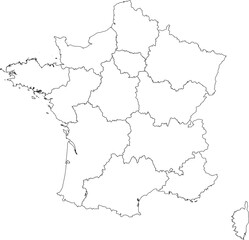 Fototapeta premium FRANCE MAP WITH DIVISIONS STATES DEPARTMENTS