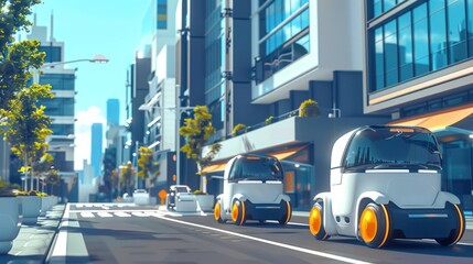 Obraz premium Futuristic Cityscape with Autonomous Vehicles