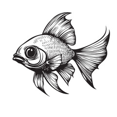 fish in cartoon, doodle style . Image for t-shirt, web, mobile apps and ui. Isolated 2d vector illustration in logo, icon, sketch style, Eps 10, black and white. AI Generative
