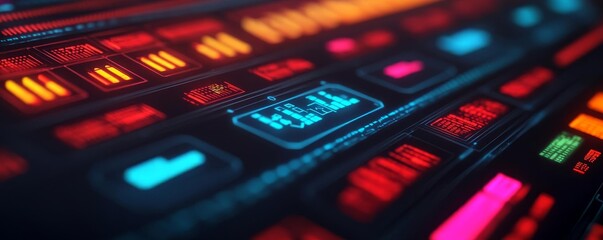 Obraz premium Usability score platform, holographic user satisfaction metrics, glowing performance indicators, futuristic design validation