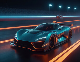 Sports car in race illustration 4k wallpaper