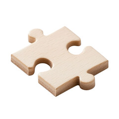 Fototapeta premium Close-up of a single wooden puzzle piece, symbolizing problem-solving and creativity in conceptual design. transparent background