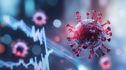 Epidemic data visualization with charts and graphs, showing infection rates and recovery statistics