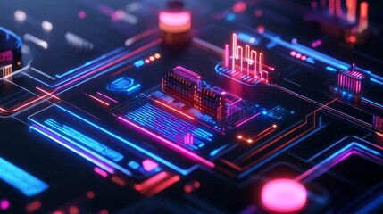 Fototapeta premium UX efficiency tool, digital workflow automation, holographic task optimizations, futuristic process improvement