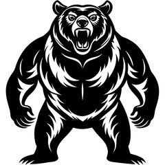 Bear in a standing pose with a powerful and imposing figure vector