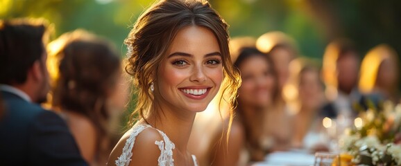 Happy Bride at Wedding Reception