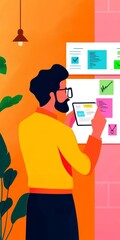 Fototapeta premium UX strategy tool, clean whiteboard interface, drag-and-drop elements, and dynamic journey mapping