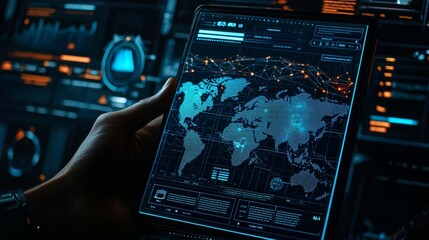 Fototapeta premium Map of the world connected, social network, globalization, and social media