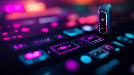 Obraz premium Voice UI prototyping tool UX, dark mode, voice command simulation, and real-time feedback display