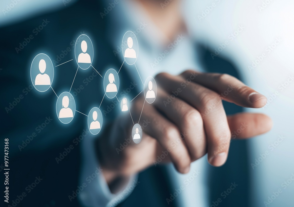 Poster an interface for managing human resources (hr) on a virtual screen