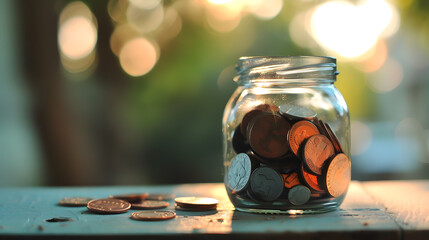 A stack of shiny coins with different currencies represents investing. The coins are arranged neatly, symbolizing growth and financial planning