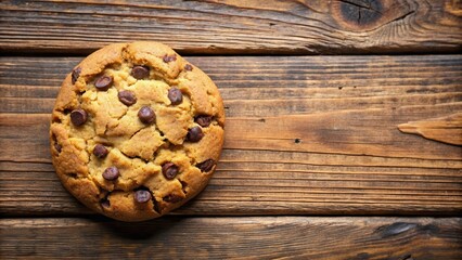 Delicious chocolate chip cookie on a rustic wooden table, chocolate chip, cookie, dessert, sweet, treat, snack, baked