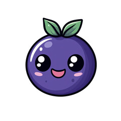 Obraz premium A delightful animated blueberry character with big, expressive eyes and green leaves is depicted on a transparent background, offering flexibility in various creative projects.