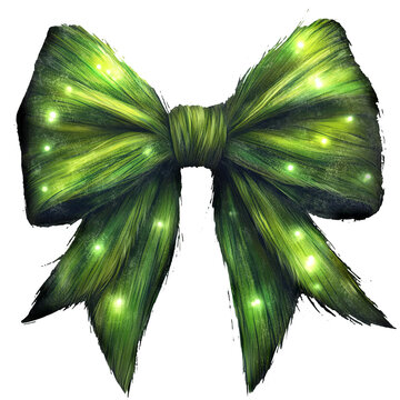 Coquette green  bow grinch style isolated clipart