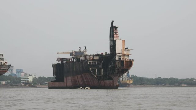 Ships broken up in the ship breaking yard, Chittagong, Sitakunda, Bangladesh