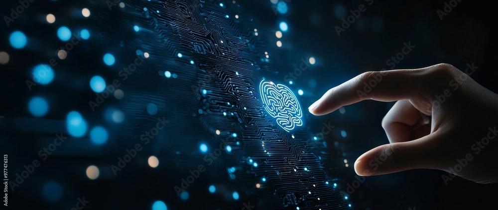 Poster a stock image of machine learning business internet technology
