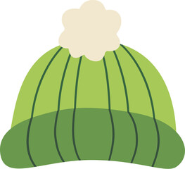 Green winter hat with white Pom Pom