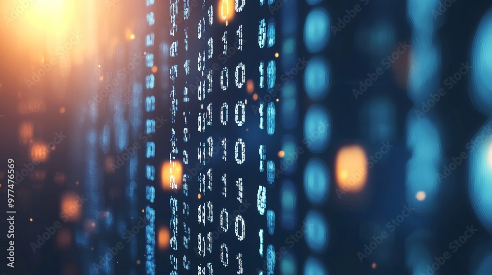 Poster Data technology background. Data flow. Information code. Matrix-style background. 4K rendering.