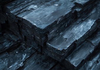 Fototapeta premium Natural slate stones stacked in layers display intricate textures and colors