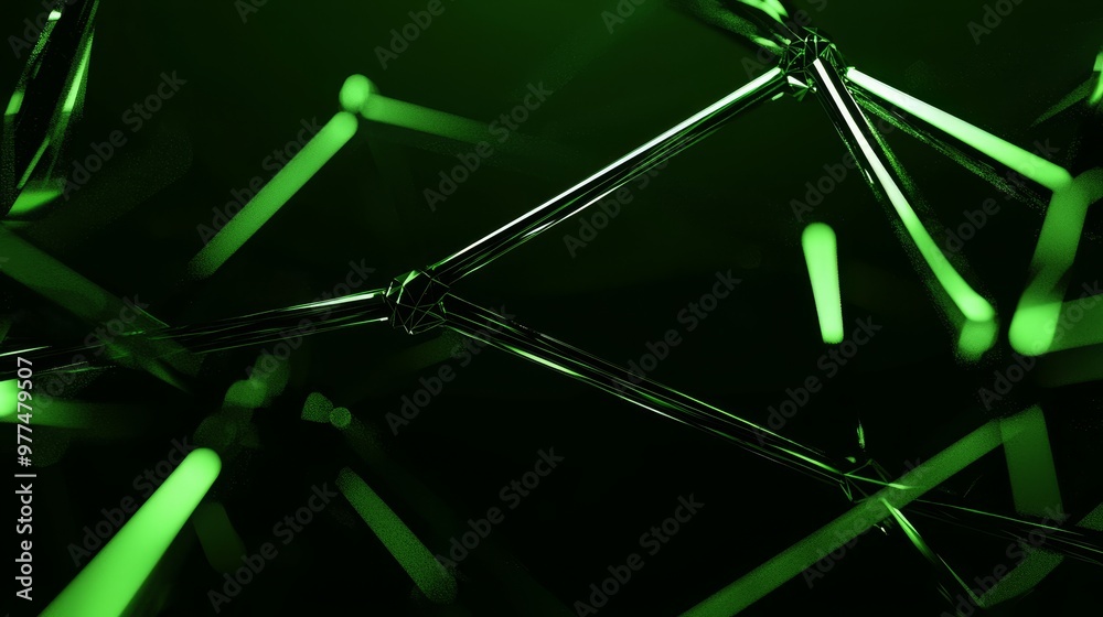 Poster Digital green background. Big data visualization. Science background. Big data complex. Lines plexus.