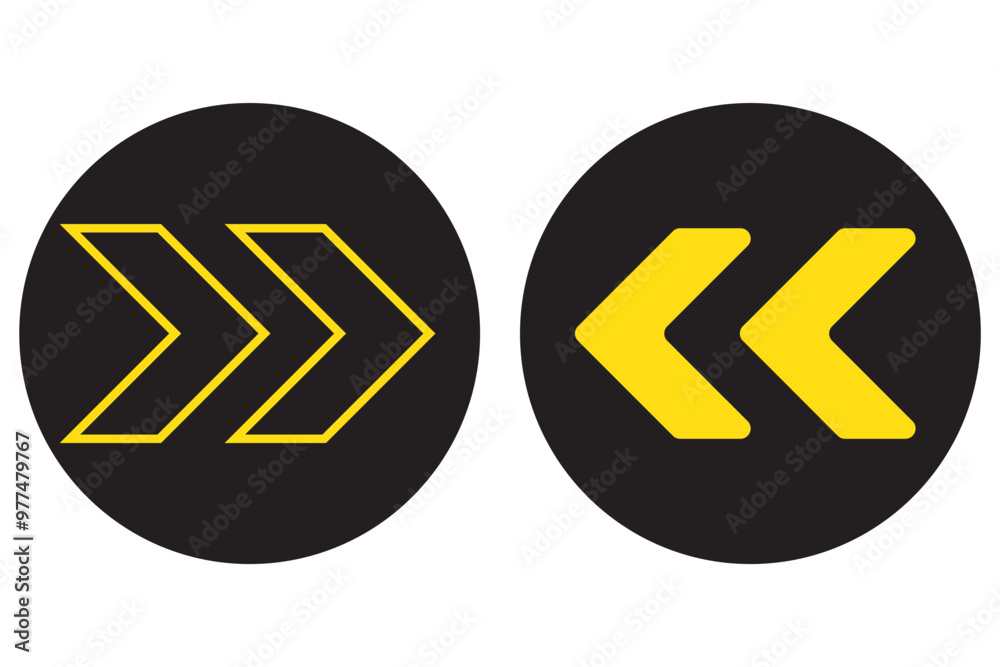 Canvas Prints black vector double chevrons pointing right upp down