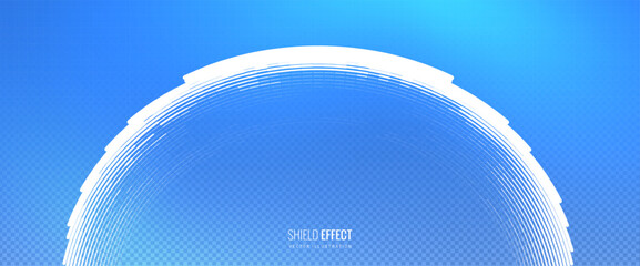 Protect shield light effect. Bubble shield in abstract line style. Element for circular shield with digital and futuristic appearance, tech-related projects, security concepts