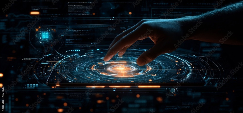 Poster a hand holding telecommunication network and wireless mobile internet technology with 5g lte data co