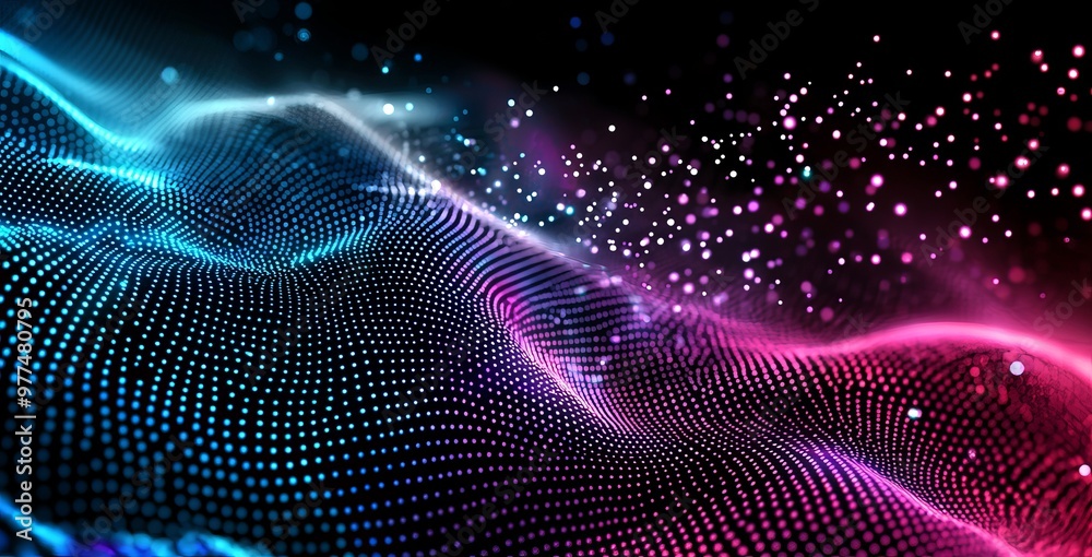 Aufkleber Dot point or circle connect with gradient line, aesthetic wave line design, internationalization social network or business big data connection concept.
