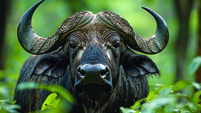 a buffalo in the forest footage