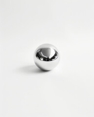 A shiny silver ball rests on smooth white surface, reflecting light beautifully. Its sleek design adds modern touch to any decor, evoking sense of elegance and simplicity