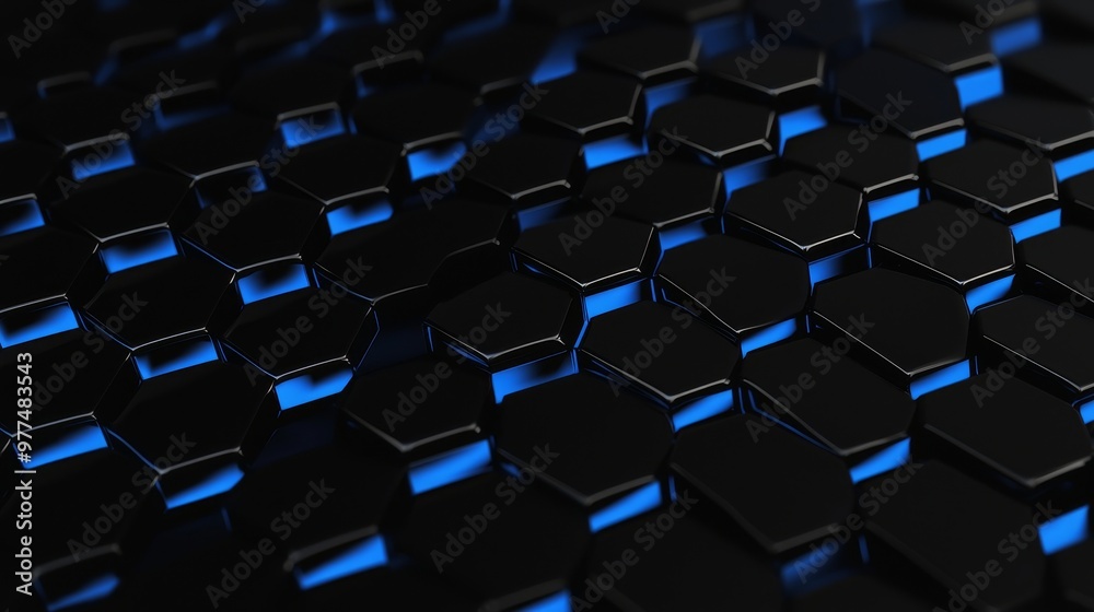 Fototapete An elegant sci-fi background with hexagonal pattern illustrating futuristic surface concepts.