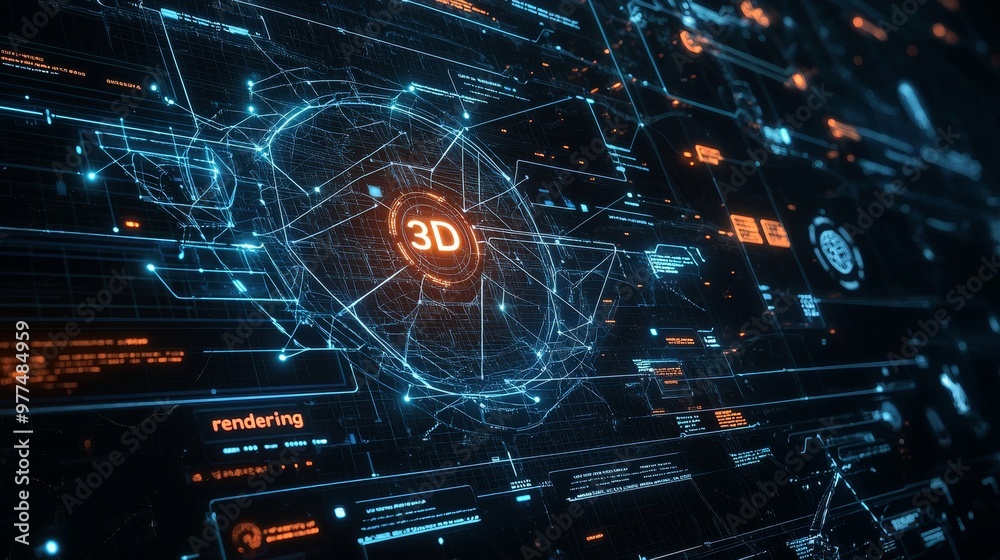 Poster graphitic abstract futuristic technology with polygonal shapes on a dark blue background. design con