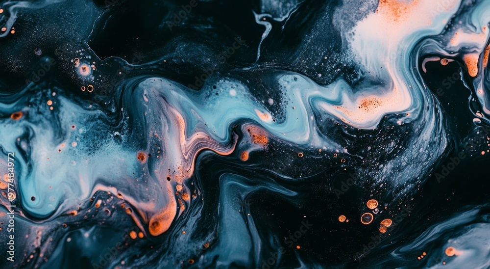 Aufkleber an image of reflections of colors in water on a black background, with the effect of a nebula